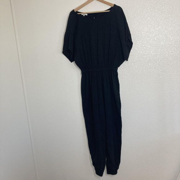 Z SUPPLY Jumpsuit Womens Medium Black Crinkle Gauze Elastic Waist ZP222233S - Picture 2 of 16